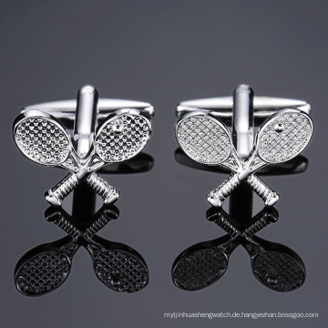 Yiwu Nimai Luxus Manschettenknöpfe benutzerdefinierte hochwertiges Kupfermaterial Sport Silber Badmintonschläger Herren Manschettenknöpfe Schmuckset